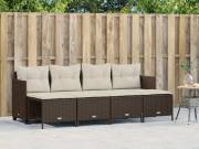 vidaXL 5 részes barna polyrattan kerti ülőgarnitúra párnával