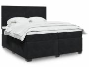 vidaXL fekete bársony rugós ágy matraccal 200x200 cm