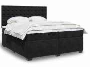 vidaXL fekete bársony rugós ágy matraccal 200x200 cm