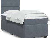 vidaXL sötétszürke bársony rugós ágy matraccal 90 x 200 cm