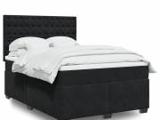 vidaXL fekete bársony rugós ágy matraccal 160x200 cm