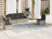 vidaXL 5 részes világosszürke polyrattan kerti ülőgarnitúra párnákkal