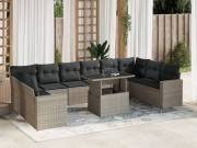 vidaXL 11 részes világosszürke polyrattan kerti ülőgarnitúra párnákkal