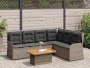vidaXL 5 részes szürke polyrattan kerti ülőgarnitúra párnákkal
