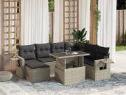 vidaXL 8 részes világosszürke polyrattan kerti ülőgarnitúra párnával