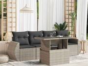 vidaXL 5 részes világosszürke polyrattan kerti ülőgarnitúra párnákkal