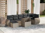 vidaXL 8 részes világosszürke polyrattan kerti ülőgarnitúra párnával