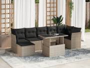 vidaXL 8 részes világosszürke polyrattan kerti ülőgarnitúra párnával