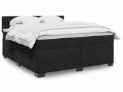 vidaXL fekete bársony rugós ágy matraccal 180x200 cm