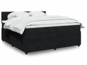 vidaXL fekete bársony rugós ágy matraccal 180x200 cm