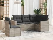 vidaXL 5 részes világosszürke polyrattan kerti ülőgarnitúra párnákkal