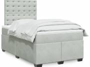 vidaXL világosszürke bársony rugós ágy matraccal 120 x 190 cm