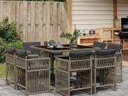 vidaXL 9 részes szürke polyrattan kerti étkezőgarnitúra párnával