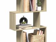vidaXL 3 szintes sonoma tölgy fa elválasztó könyvespolc 70x24x97 cm