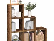 vidaXL 3 szintes antik fa színű fa elválasztó könyvespolc 99x29x99 cm