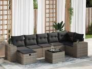 vidaXL 8 részes szürke polyrattan kerti ülőgarnitúra párnákkal