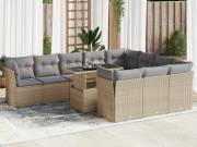 vidaXL 11 részes bézs polyrattan kerti ülőgarnitúra párnákkal