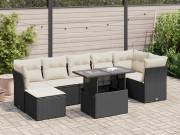 vidaXL 8 részes fekete polyrattan kerti ülőgarnitúra párnákkal