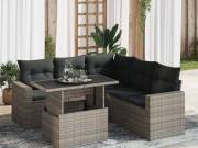 vidaXL 6 részes szürke polyrattan kerti ülőgarnitúra párnákkal