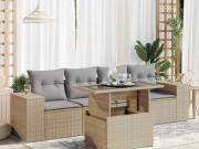 vidaXL 5 részes bézs polyrattan kerti ülőgarnitúra párnákkal