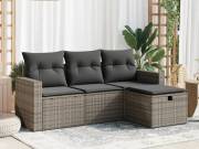 vidaXL 4 részes szürke polyrattan kerti ülőgarnitúra párnákkal
