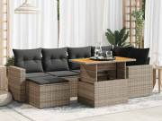 vidaXL 7 részes szürke polyrattan kerti ülőgarnitúra párnákkal