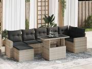 vidaXL 8 részes világosszürke polyrattan kerti ülőgarnitúra párnával
