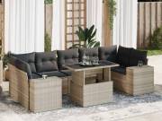 vidaXL 8 részes világosszürke polyrattan kerti ülőgarnitúra párnával
