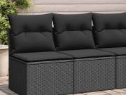 vidaXL 2 részes fekete polyrattan akácfa kerti ülőgarnitúra párnával