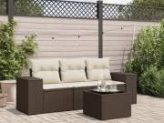 vidaXL 4 részes barna polyrattan kerti ülőgarnitúra párnákkal