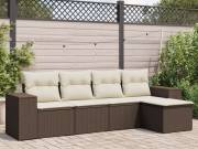 vidaXL 5 részes barna polyrattan kerti ülőgarnitúra párnával
