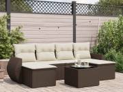 vidaXL 7 részes barna polyrattan kerti ülőgarnitúra párnákkal