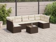 vidaXL 8 részes barna polyrattan kerti ülőgarnitúra párnákkal