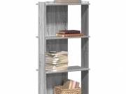 vidaXL 3 szintes szürke sonoma szerelt fa könyvespolc 60 x 30 x 120 cm