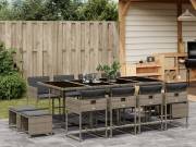 vidaXL 13 részes szürke polyrattan kerti ülőgarnitúra párnákkal