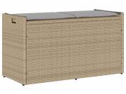 vidaXL bézs polyrattan kültéri tárolópad párnával 100 cm