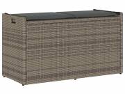 vidaXL szürke polyrattan kültéri tárolópad párnával 100 cm