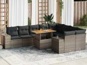 vidaXL 10 részes szürke polyrattan akácfa kerti ülőgarnitúra párnákkal