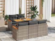 vidaXL 6 részes szürke polyrattan akácfa kerti ülőgarnitúra párnákkal