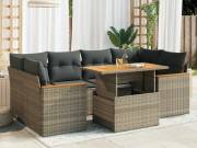 vidaXL 6 részes szürke polyrattan akácfa kerti ülőgarnitúra párnákkal