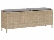 vidaXL bézs polyrattan kerti pad párnával 110x30x40,5 cm