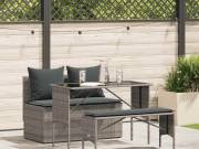 vidaXL 3 részes szürke polyrattan kerti étkezőgarnitúra párnával