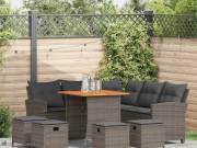 vidaXL 6 részes szürke polyrattan kerti ülőgarnitúra párnákkal L-alakú