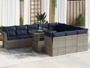 vidaXL 11 részes szürke polyrattan akácfa kerti ülőgarnitúra párnákkal