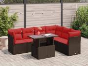 vidaXL 7 részes barna polyrattan akácfa kerti ülőgarnitúra párnákkal