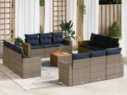 vidaXL 13 részes szürke polyrattan kerti ülőgarnitúra párnákkal