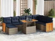 vidaXL 11 részes szürke polyrattan akácfa kerti ülőgarnitúra párnákkal
