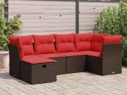 vidaXL 6 részes barna polyrattan kerti ülőgarnitúra párnával
