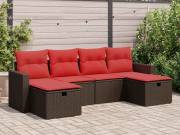 vidaXL 6 részes barna polyrattan kerti ülőgarnitúra párnával