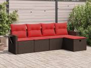 vidaXL 5 részes barna polyrattan kerti ülőgarnitúra párnával